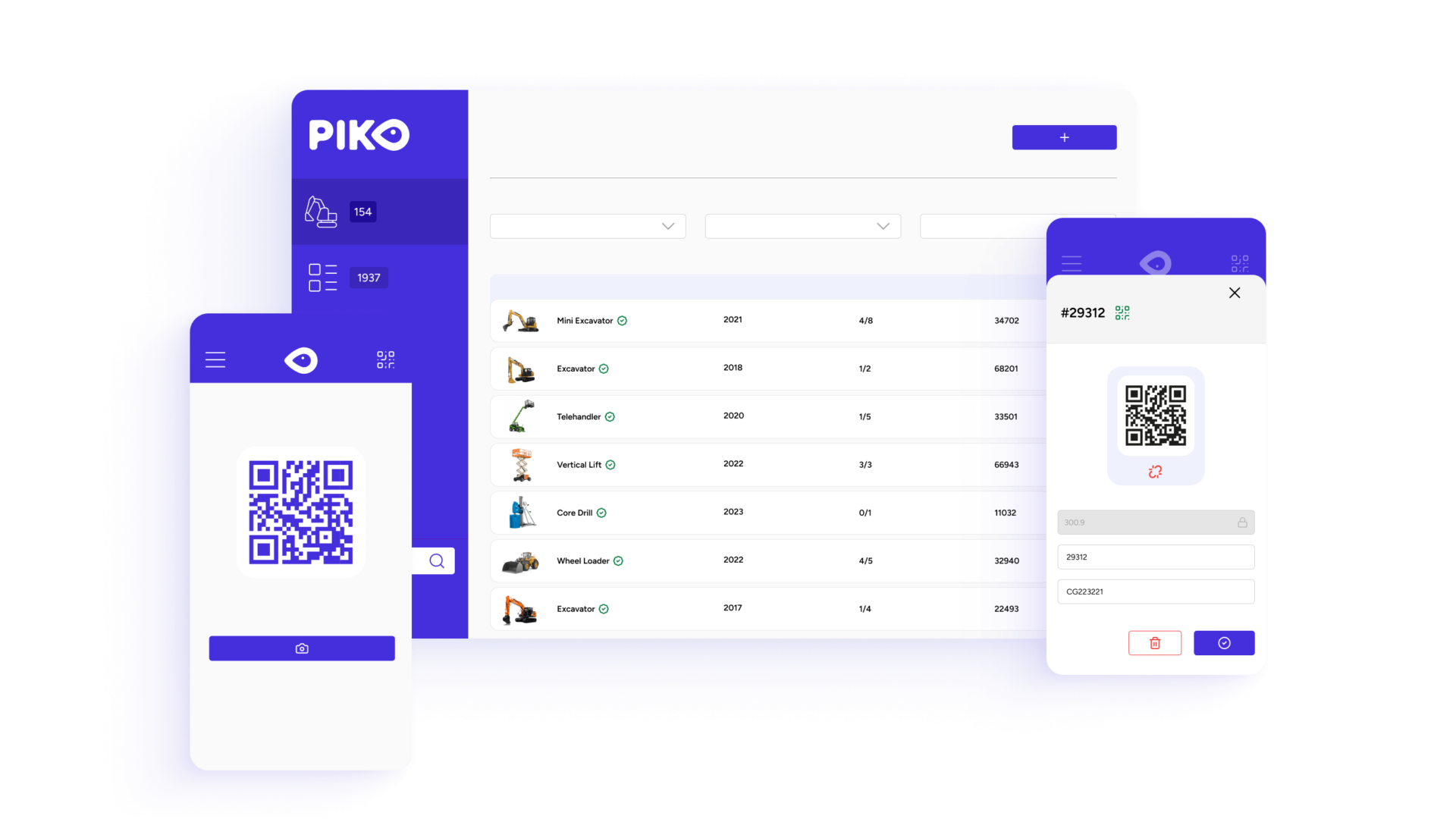 Various screenshots from Piko software